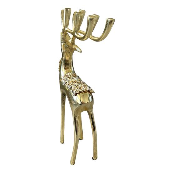 34th & Pine Gold Metal Rhinestone Reindeer Set of 2 Christmas Holiday Decor NEW - Picture 7 of 15